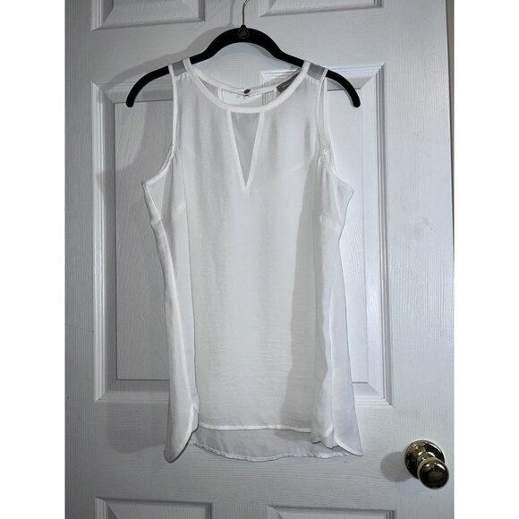 BANANA REPUBLIC White Sleeveless Career Business Top Blouse Sz M - Picture 2 of 12